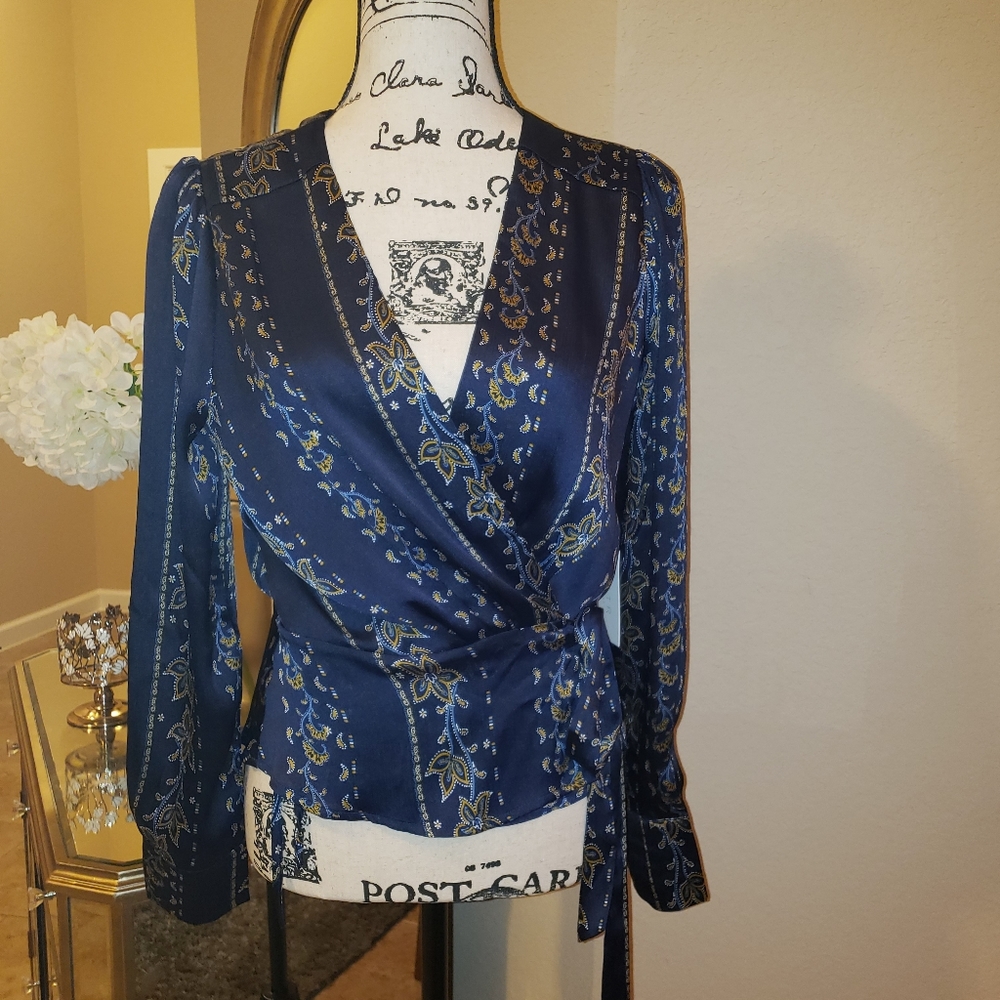 Astr the Label Satin Wrap Shirt